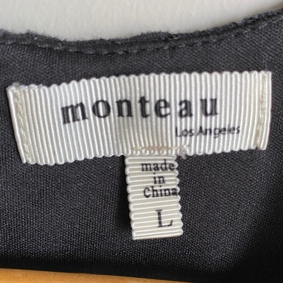 Monteau Women's Black Sleeveless Mini Cocktail Lace Dress Lined Size Large - Picture 2 of 13